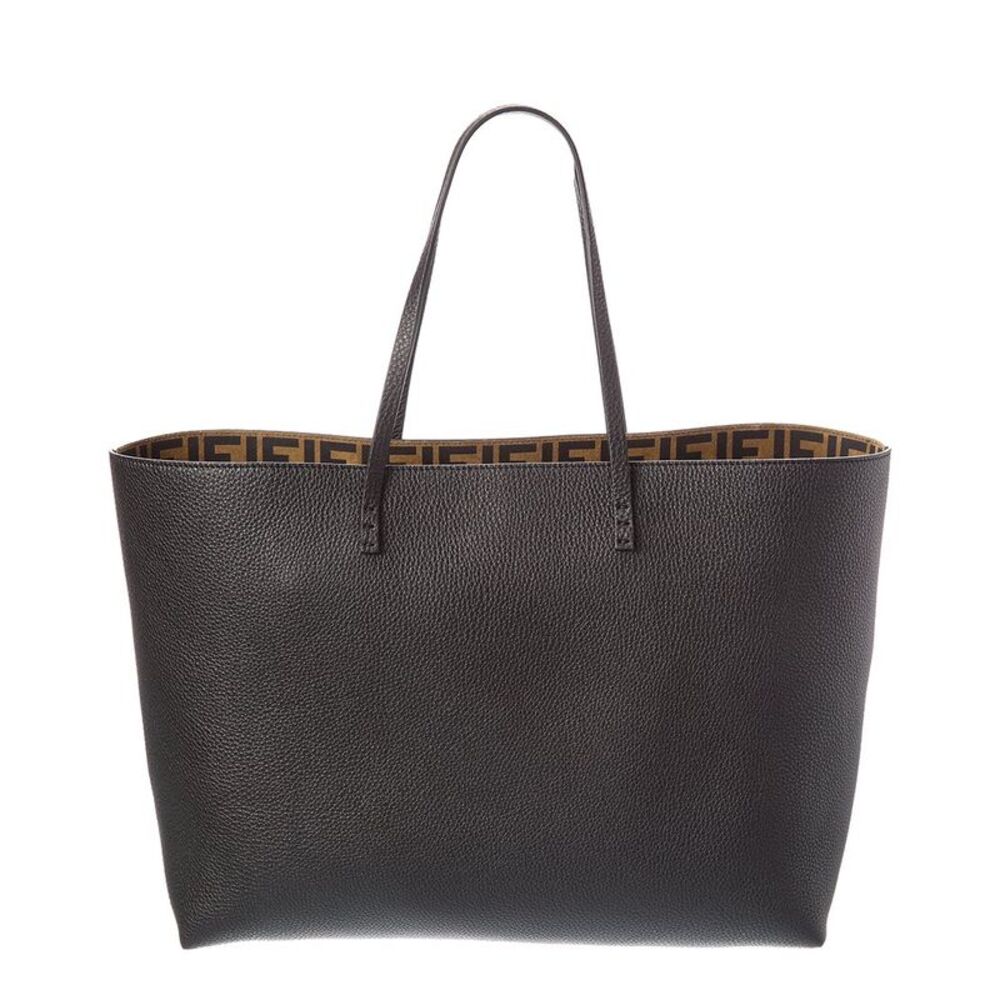 Fendi Roll Medium Reversible Ff Suede & Leather Tote, Brown